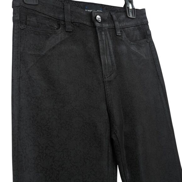 Morris Co x Paige Women 23 High Rise Manhattan Jeans Black Mallow Floral Coated - Picture 8 of 9